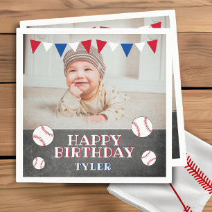 Serviette En Papier Baseball Chalkboard Enfants Photo Anniversaire