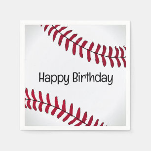 Serviette En Papier Baseball d'anniversaire blanc