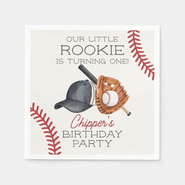 Serviette En Papier Baseball Little Rookie Home Run Anniversaire (Devant)