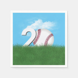 Serviette En Papier Baseball pour 20 ans dans l'herbe verte