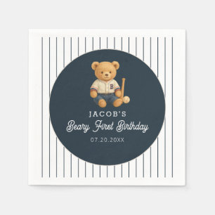 Serviette En Papier Baseball Preppy Bear 1er anniversaire