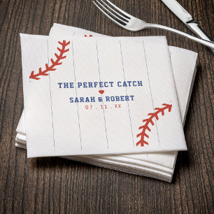Serviette En Papier Baseball Softball Sport Heart Pinstripe Mariage