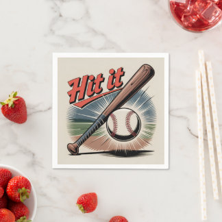 Serviette En Papier Baseball vintage "Hit It" Sports rétro