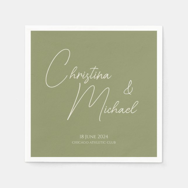 Serviette En Papier Basil ・ Script manuscrit (Devant)