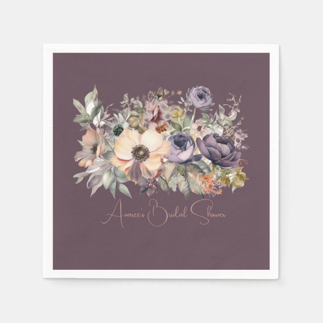 Serviette En Papier Basil Violet Floral Bouquet Douche (Devant)