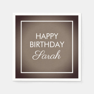 Serviette En Papier Basique Brown Joyeux Anniversaire