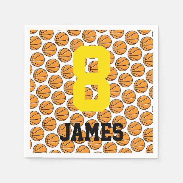 Serviette En Papier Basket-ball Enfants Nom personnalisé Numéro Sports (Devant)