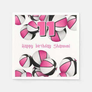 Serviette En Papier basket-ball noir rose anniversaire de enfant
