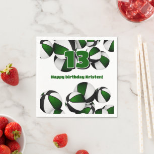 Serviette En Papier basket noir vert filles garçons sport party