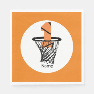 Serviette En Papier Basketball 1er anniversaire avec numéro en mini-ce