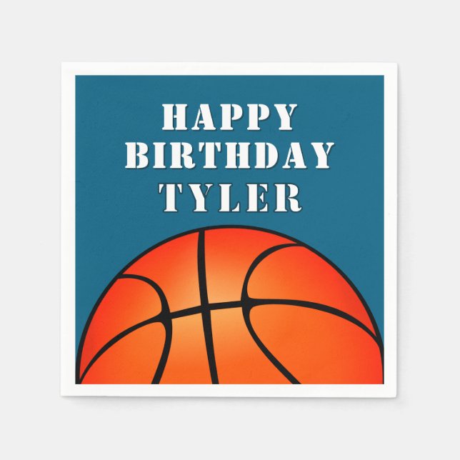 Serviette En Papier Basketball Ball Photo Bonne fête d'anniversaire (Devant)
