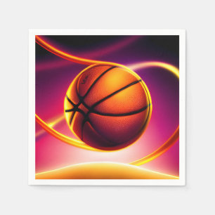 Serviette En Papier Basketball Ball Vivid Sports Bonne fête d'annivers