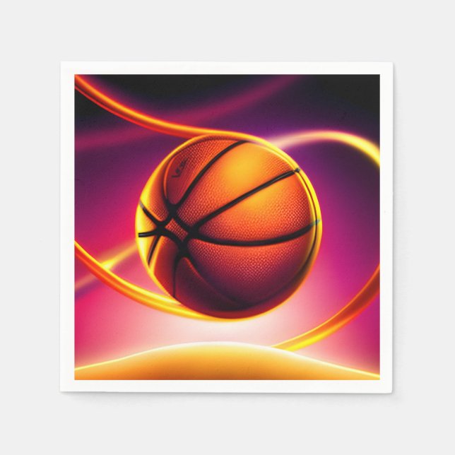 Serviette En Papier Basketball Ball Vivid Sports Bonne fête d'annivers (Devant)