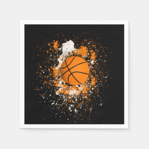 Serviette En Papier Basketball Grunge Paint Splatz orange Noir