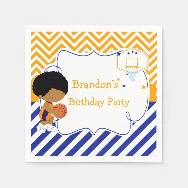 Serviette En Papier Basketball mignon African American Birthday Party (Devant)