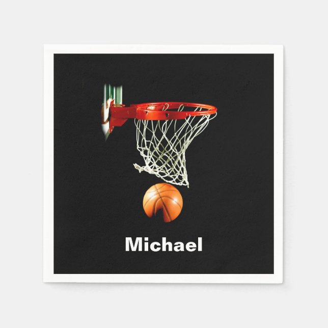 Serviette En Papier Basketball Remplacez par votre nom (Devant)