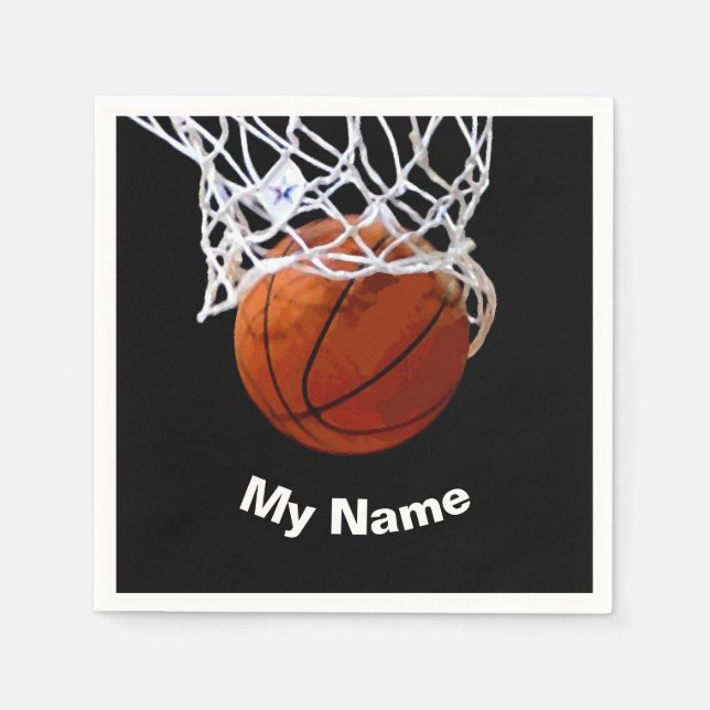 Serviette En Papier Basketball Votre Nom Personnalisé (Devant)