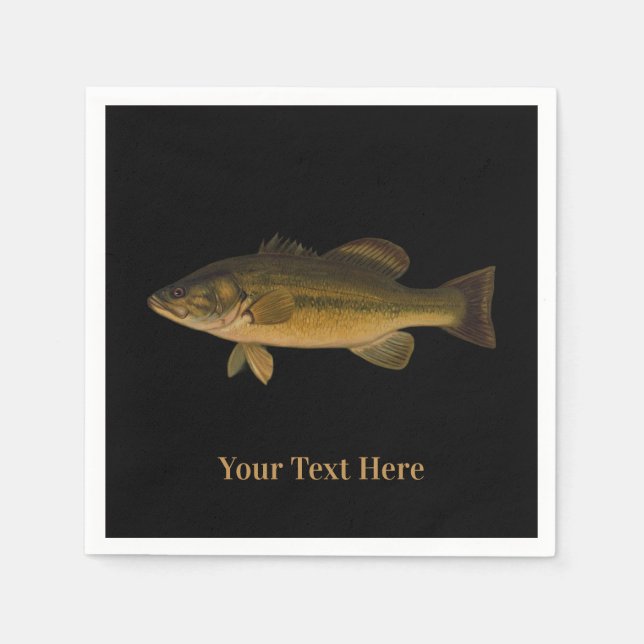 Serviette En Papier Basse à grande bouche Votre texte ici Poisson (Devant)