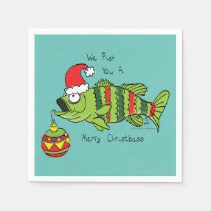 Serviette En Papier Basse de Noël amusant Pêche Poisson Cute Cartoon