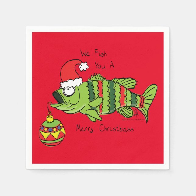 Serviette En Papier Basse de Noël amusant Pêche Poisson Cute Cartoon (Devant)