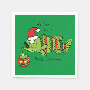 Serviette En Papier Basse de Noël amusant Pêche Poisson Cute Cartoon