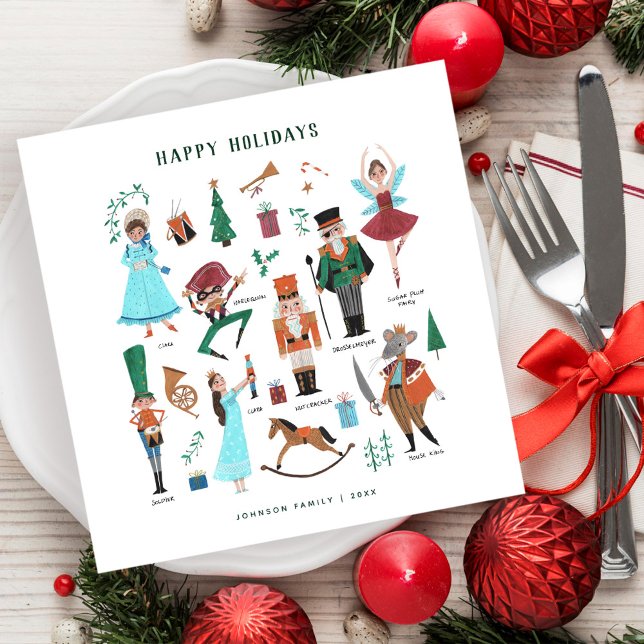 Serviette En Papier Basse noix de cétacés (Cute nutcracker ballet Christmas Napkins)