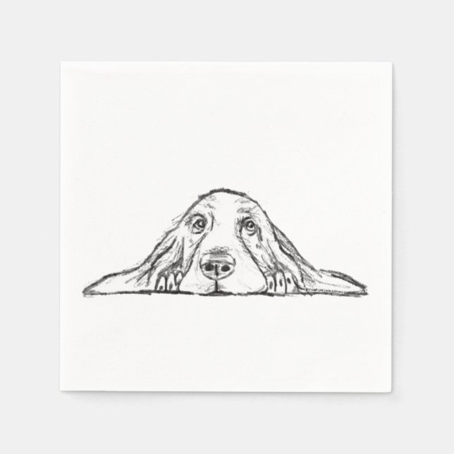 Serviette En Papier basset blanc (Devant)