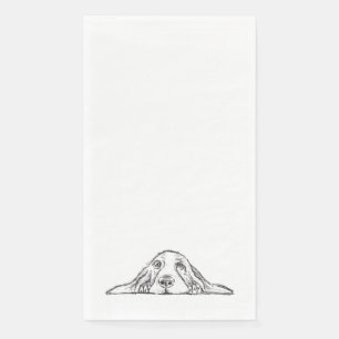 Serviette En Papier basset hound noir blanc simple chiot yeux  