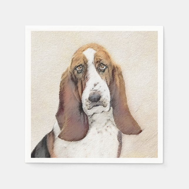 Serviette En Papier Basset Hound Peinture - Cute Original Chien Art (Devant)
