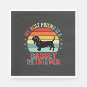 Serviette En Papier Basset Retriever Rétro Coucher de Soleil Chien