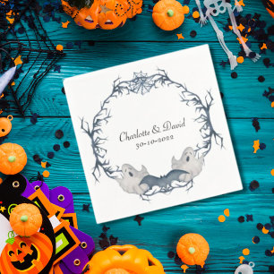 Serviette En Papier Bat-hôte blanc gris brun Halloween Mariage de la c
