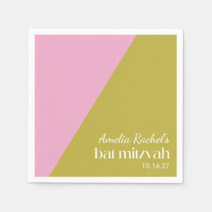 Serviette En Papier Bat mitzvah de bloc de couleur géométrique vert ro
