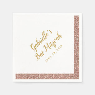 Serviette En Papier Bat mitzvah d'or Rose de Parties scintillant rose