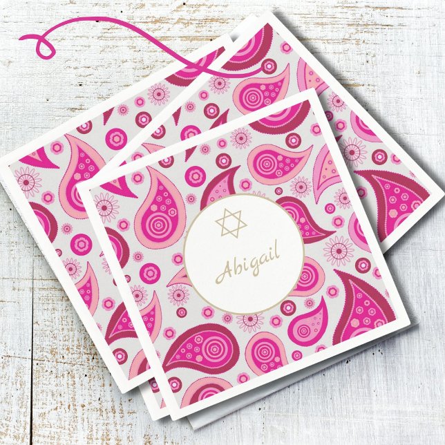 Serviette En Papier Bat mitzvah rose or Motif moderne (Créateur téléchargé)