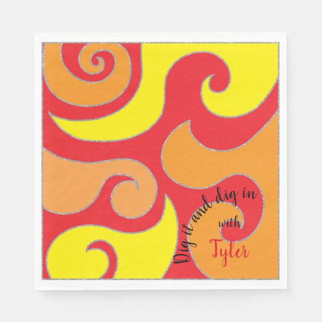 Serviette En Papier Bat ou bar Mitzvah Napkin Swirled (Devant)