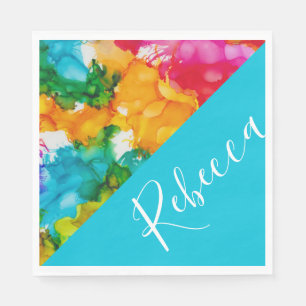 Serviette En Papier Bat ou Bar Mitzvah Splash de couleur serviettes