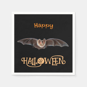 Serviette En Papier Bat Pipistrellus Illustration Halloween heureux