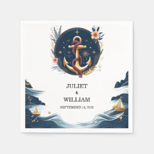 Serviette En Papier Bateau à cordes Bateau Marine Mariage nautique ble