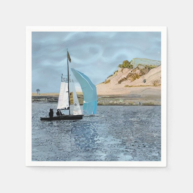 SERVIETTE EN PAPIER BATEAU À VOILE (Devant)