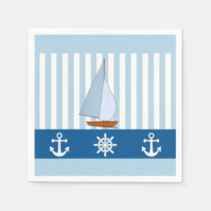Serviette En Papier Bateau à voile avec Ancre et roue de navire