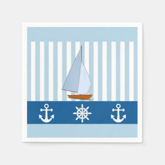 Serviette En Papier Bateau à voile avec Ancre et roue de navire