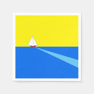 Serviette En Papier Bateau À Voile Bleu Jaune Lumineux Et Amusant En M