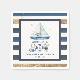 Serviette En Papier Bateau bleu nautique Ahoy C'est un Baby shower gar