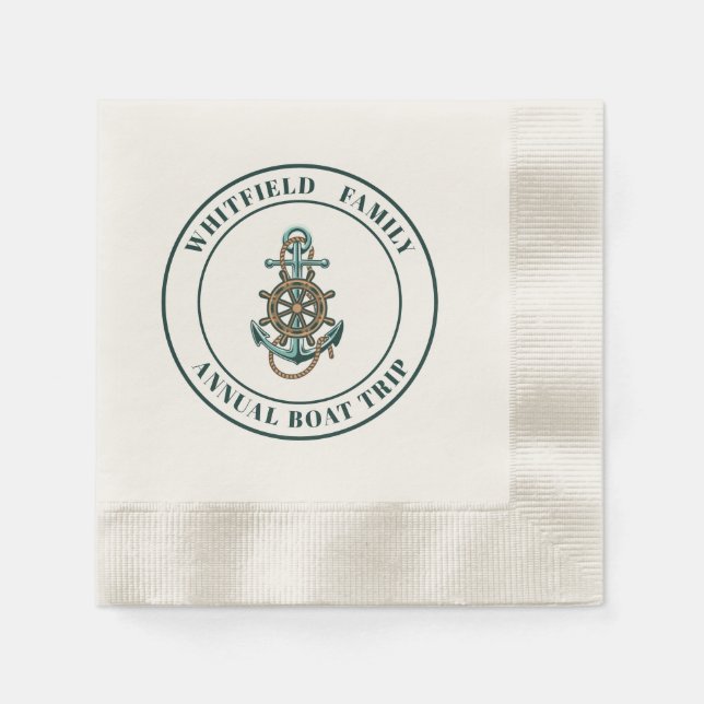 Serviette En Papier Bateau d'été de la famille nautique personnalisée (Devant)