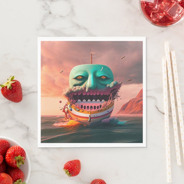 Serviette En Papier Bateau effrayant (En situation)