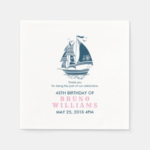 Serviette En Papier Bateau Nautique Tribal bleu marine Modèle