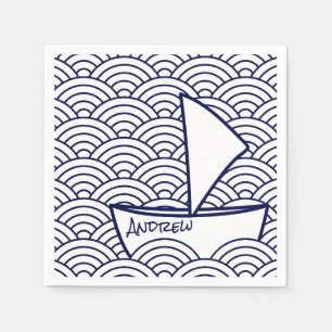 Serviette En Papier Bateau sur Waves Papier Napkin