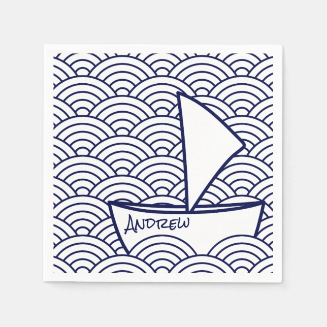 Serviette En Papier Bateau sur Waves Papier Napkin (Devant)