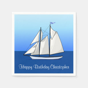 Serviette En Papier Bateau Voilier Anniversaire Nautique Nom de la Par