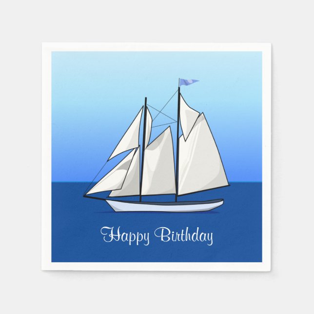 Serviette En Papier Bateau Voilier Anniversaire Nautique Partie à voil (Devant)